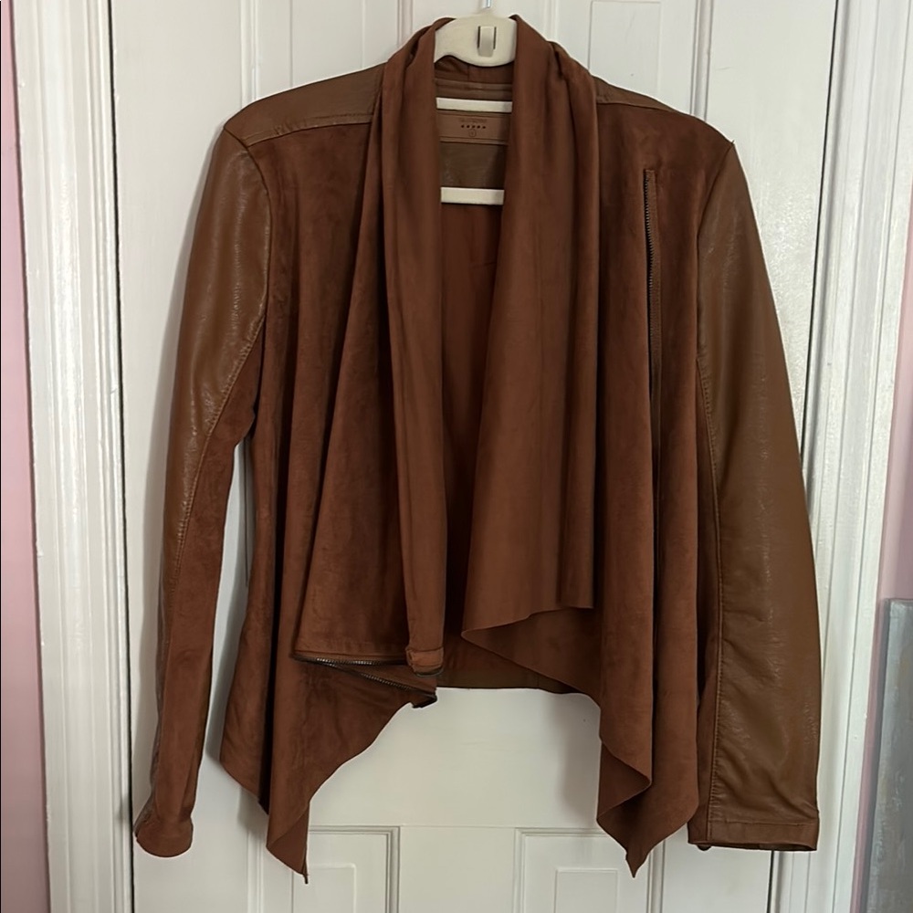 BLANKNYC Women’s Brown Faux Leather Jacket (Small)